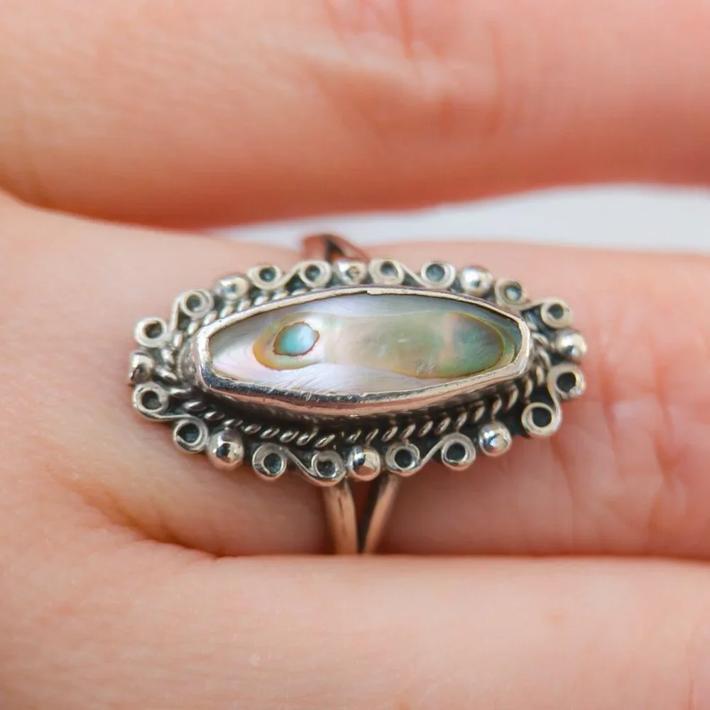 Sterling Silver Abalone Ring – Size 5.25